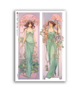 NOUVEAU-0059. Carta di riso art nouveau per decoupage.