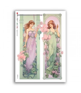 NOUVEAU-0060. Carta di riso art nouveau per decoupage.