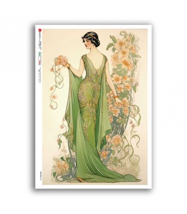 NOUVEAU-0061. Art nouveau Rice Paper for decoupage.
