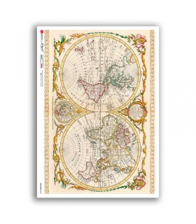 OLD-MAPS-0052. Papel de Arroz mapas antiguos para decoupage.