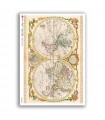 OLD-MAPS-0052. Carta di riso mappe antiche per decoupage.