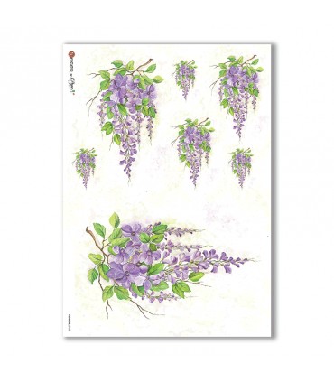 FLOWERS-0123. Carta di riso fiori per decoupage.