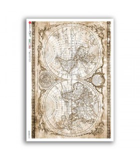 OLD-MAPS-0053. Carta di riso mappe antiche per decoupage.