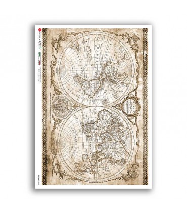 OLD-MAPS-0053. Old maps Rice Paper for decoupage.