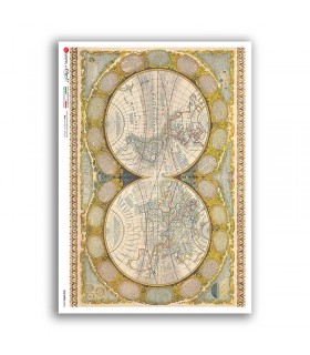 OLD-MAPS-0054. Carta di riso mappe antiche per decoupage.