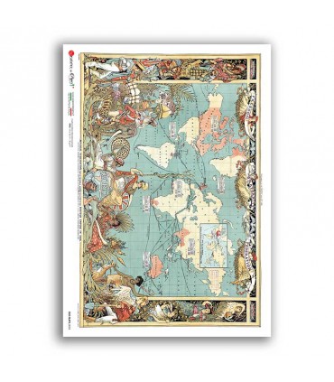 OLD-MAPS-0055. Old maps Rice Paper for decoupage.