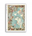 OLD-MAPS-0055. Carta di riso mappe antiche per decoupage.