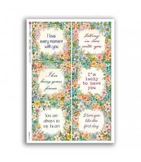 PHRASES-0045-UK. Carta di riso frasi per decoupage.