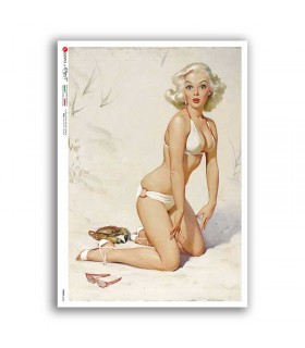 PINUP-0046. Carta di riso pin-up per decoupage.