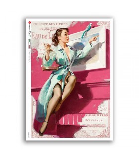 PINUP-0047. Carta di riso pin-up per decoupage.