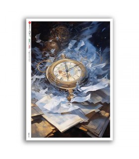 TIME-0049. Carta di riso orologi per decoupage.