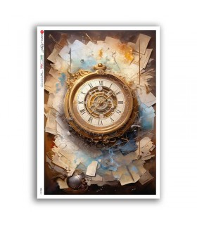 TIME-0051. Carta di riso orologi per decoupage.