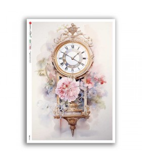 TIME-0054. Carta di riso orologi per decoupage.