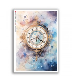 TIME-0056. Carta di riso orologi per decoupage.