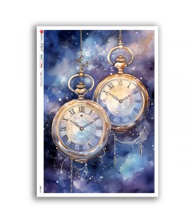 TIME-0059. Carta di riso orologi per decoupage.